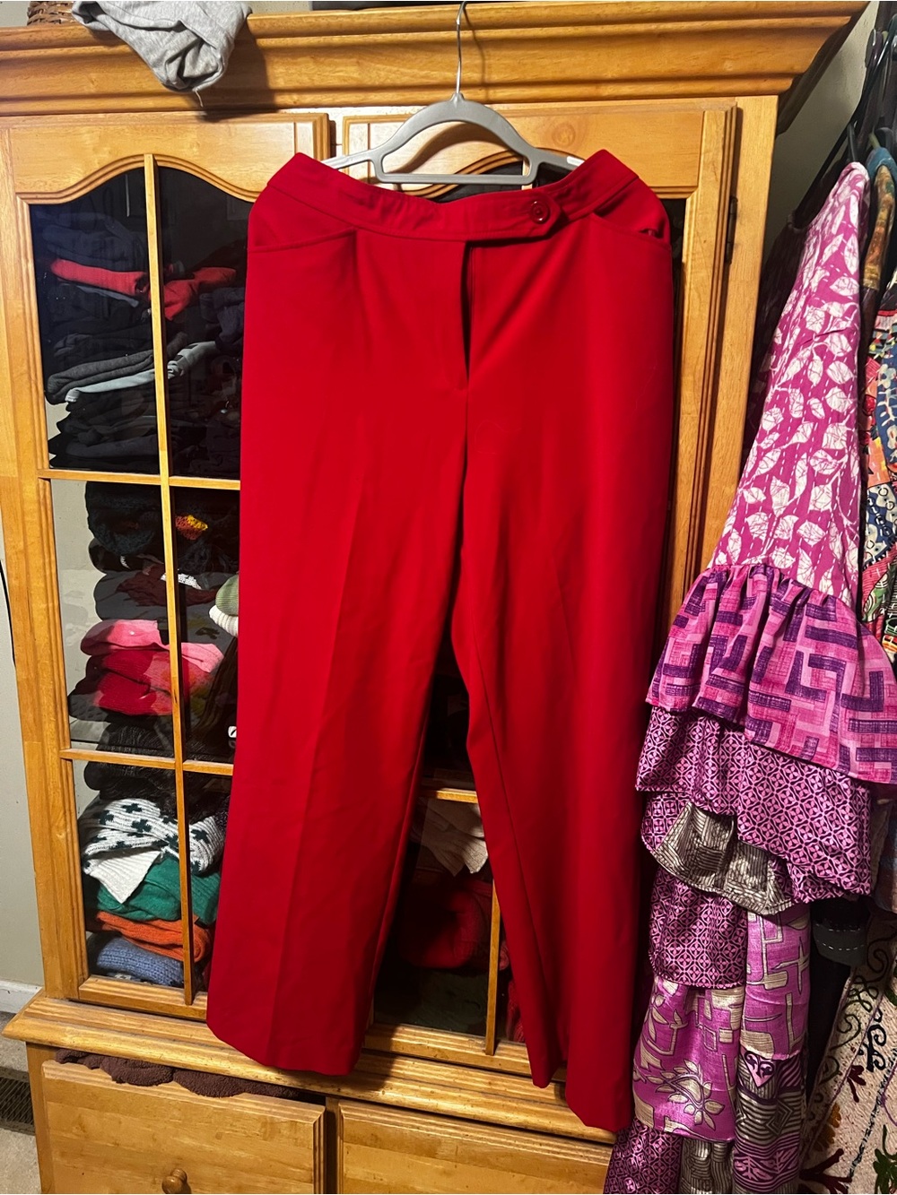 Kim Rogers Red Straight-Leg Trousers